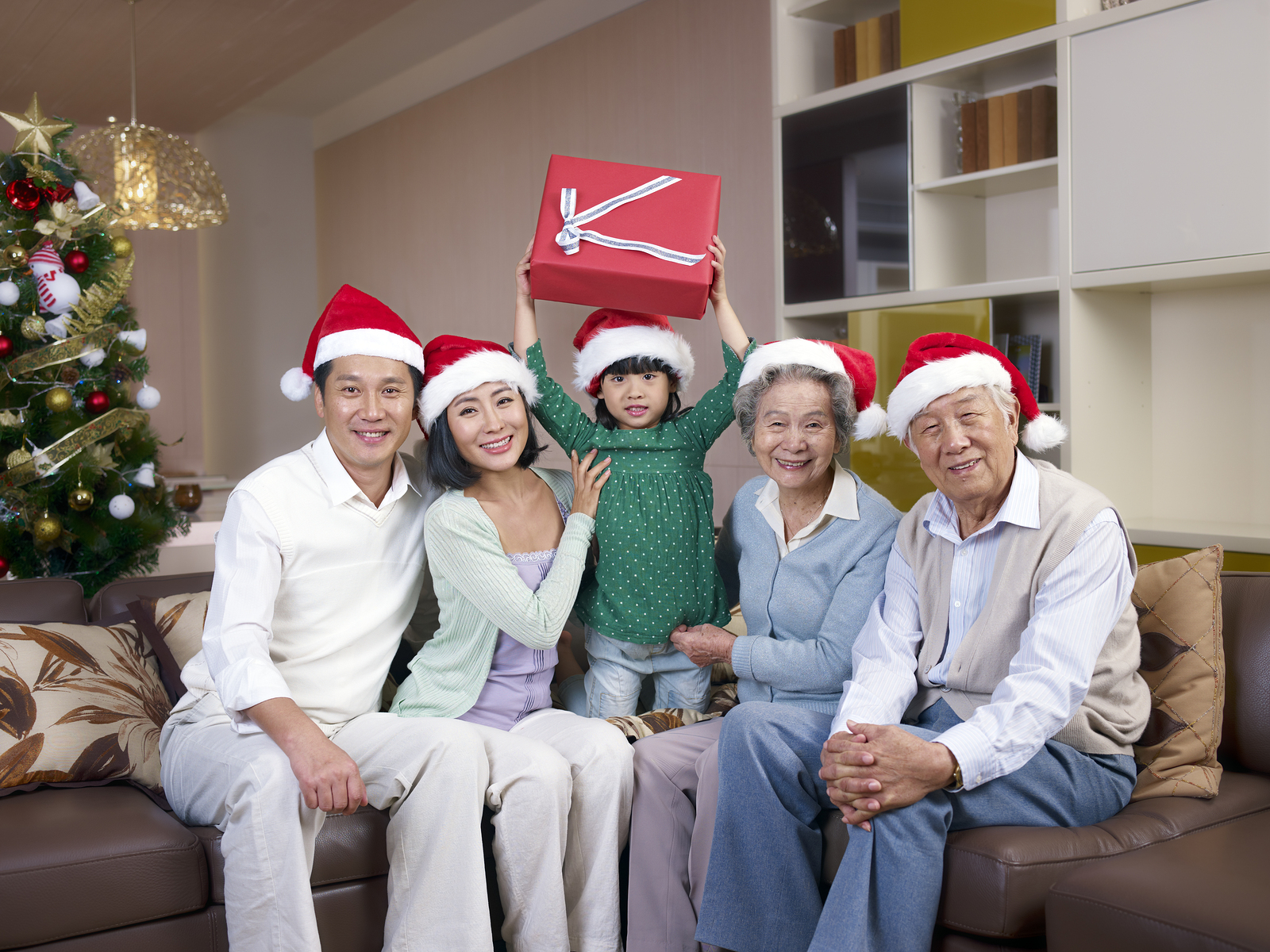 Asian Wealthy Family Celebrating Christmas