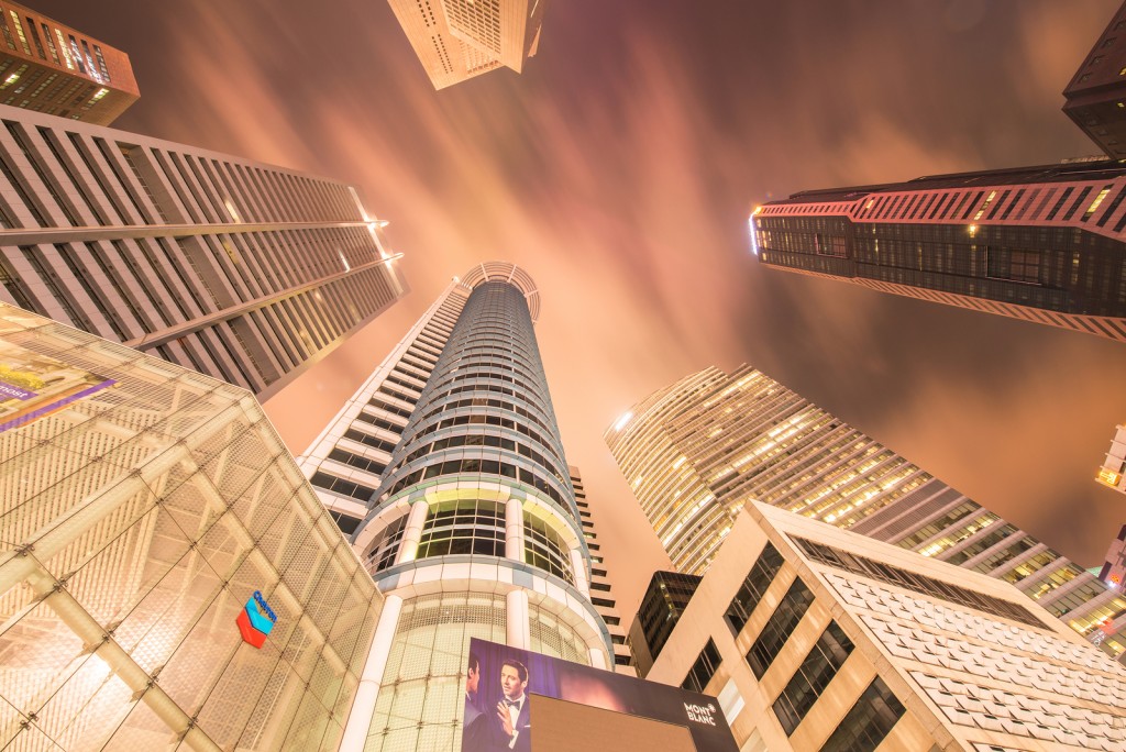 Singapore - AUGUST 4, 2014: Office buildings on August 4 in Singapore, Singapore. Singapore is home to many international businesses